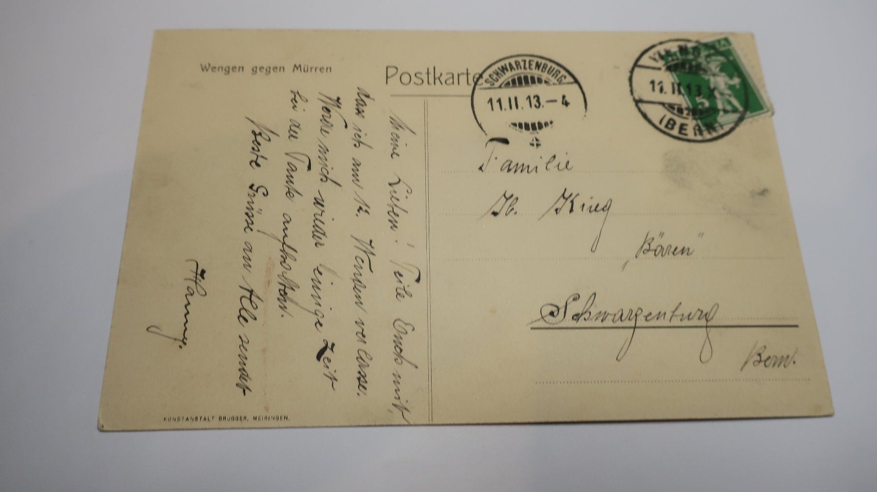 Cartoline postali: Wengen gegen Müren  1913 – Usato da Cormoret venduto da Pascalll2001 3