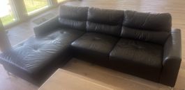 Ecksofa Leder dunkelgrau gebraucht Grösse L