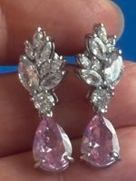 Luxus Elegante Zirkonia Ohrstecker Farbe: Silber/ Rosa