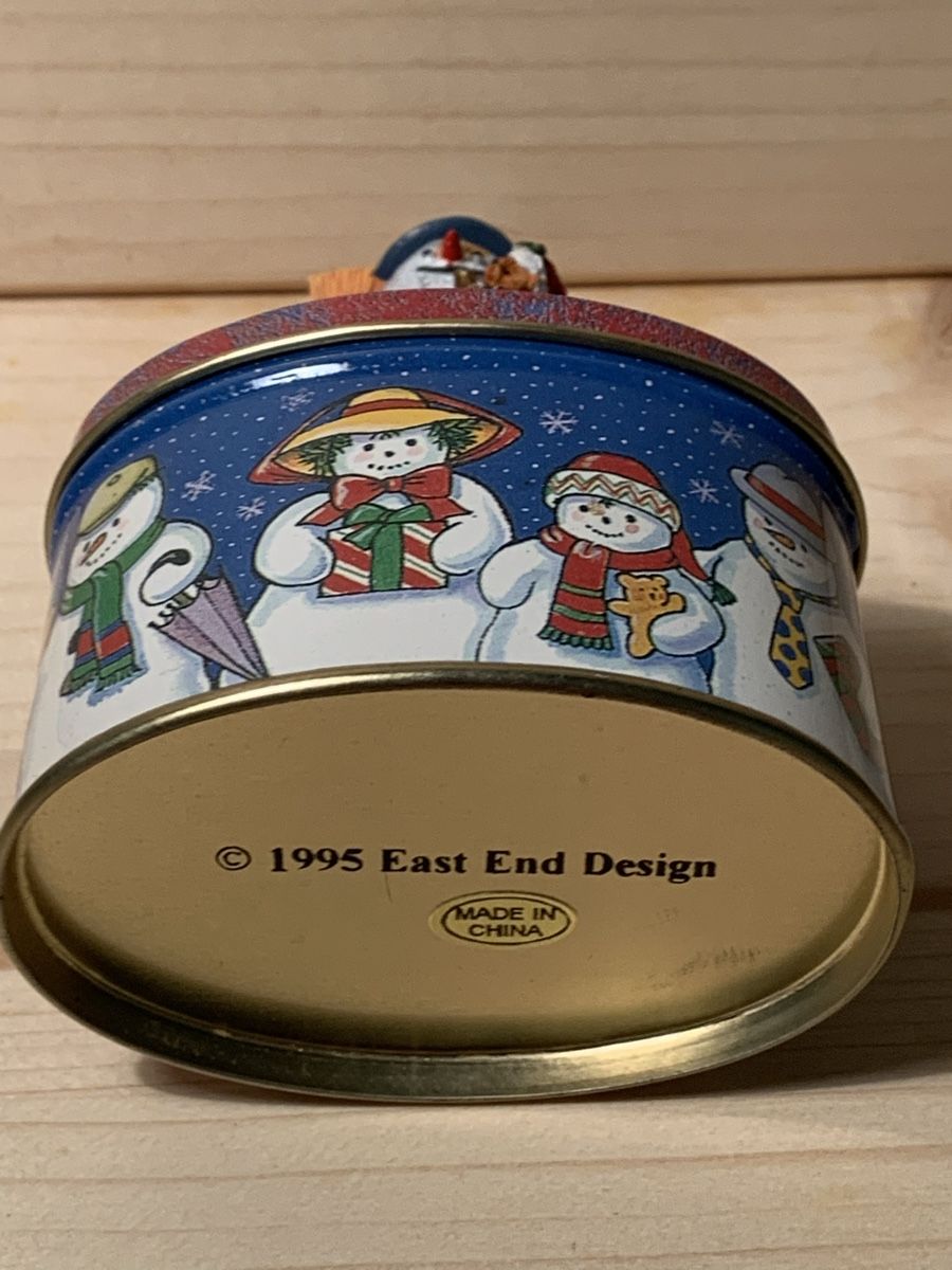 Tutte le decorazioni: Weihnachtsdose Schneemann East End Design 1995 – Nuovo e nell'imballaggio originale da Erlenbach ZH venduto da Ritschly 1