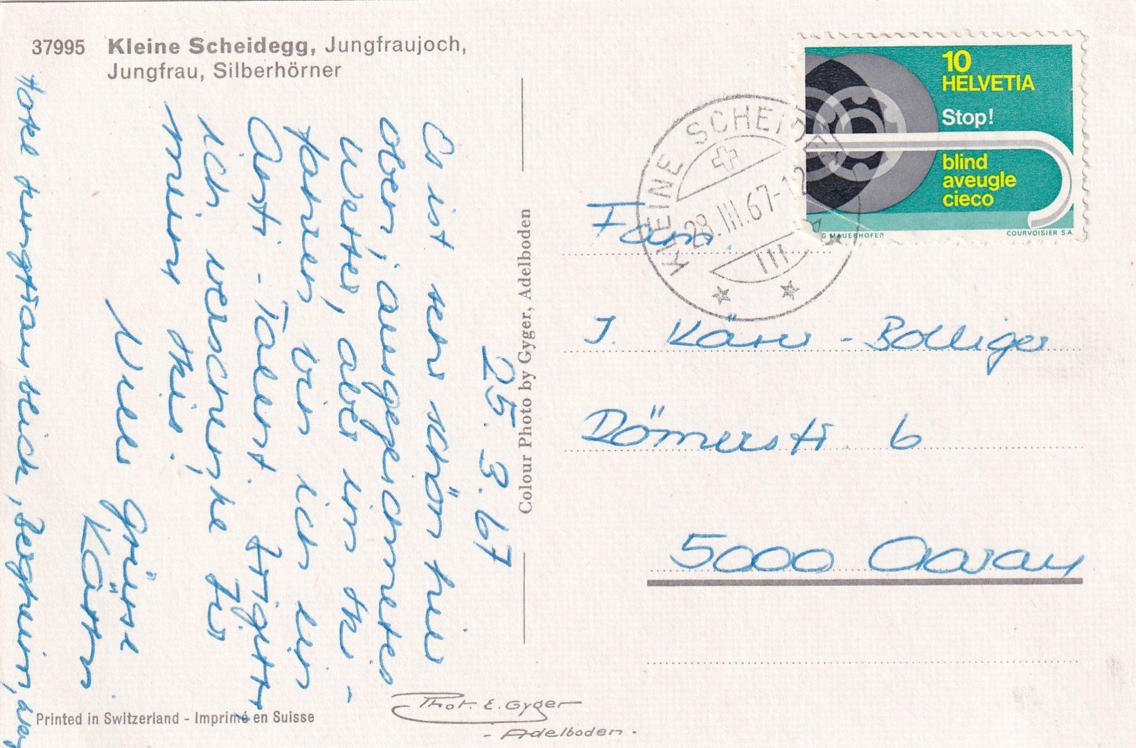 Cartoline postali: Kleine Scheidegg mit Jungfrau /bo – Usato da Hombrechtikon venduto da Rudolf07 1