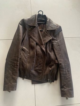 Braune edle Lederjacke, 100% Lammnappaleder