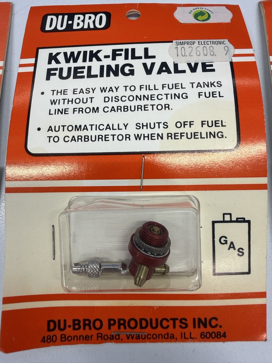 Modellismo RC: DU-BRO Kwik-Fill Fueling Valve 3er Pack – Nuovo e nell'imballaggio originale da Gebertingen venduto da Dvenosta 1