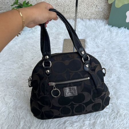 Coach Handtasche Jacquard schwarz braun guter Zustand