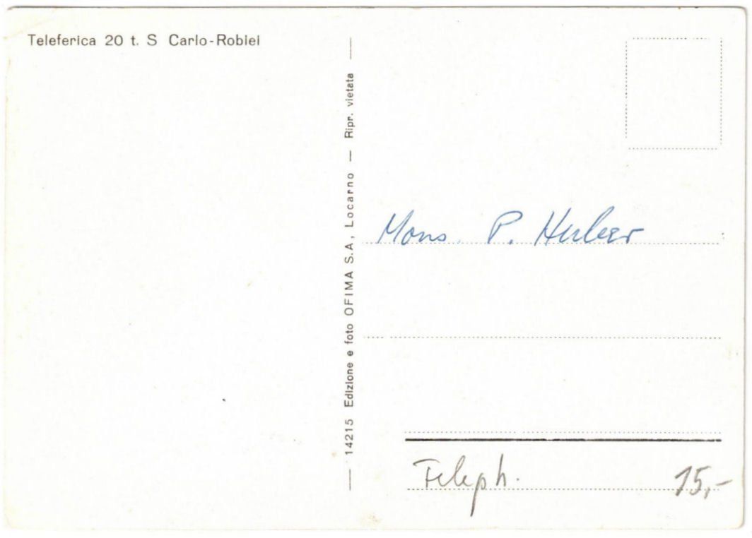Cartoline postali: Robiei - Luftseilbahn – Usato da Binningen venduto da Mountainrider 1