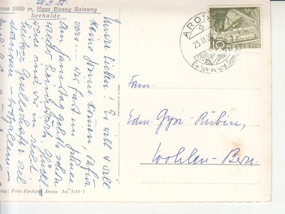 Cartoline postali: Arosa Bisang 1955 – Usato da Bürglen TG venduto da StampGraf 1