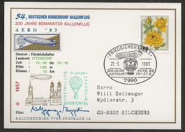 Ballon 1983 Deutschland Friedrichshafen Luftpost 54. DKB