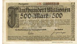 Zittau 500 Mil.Mark Serie 3K 15.10.1923 VZ-VZ+
