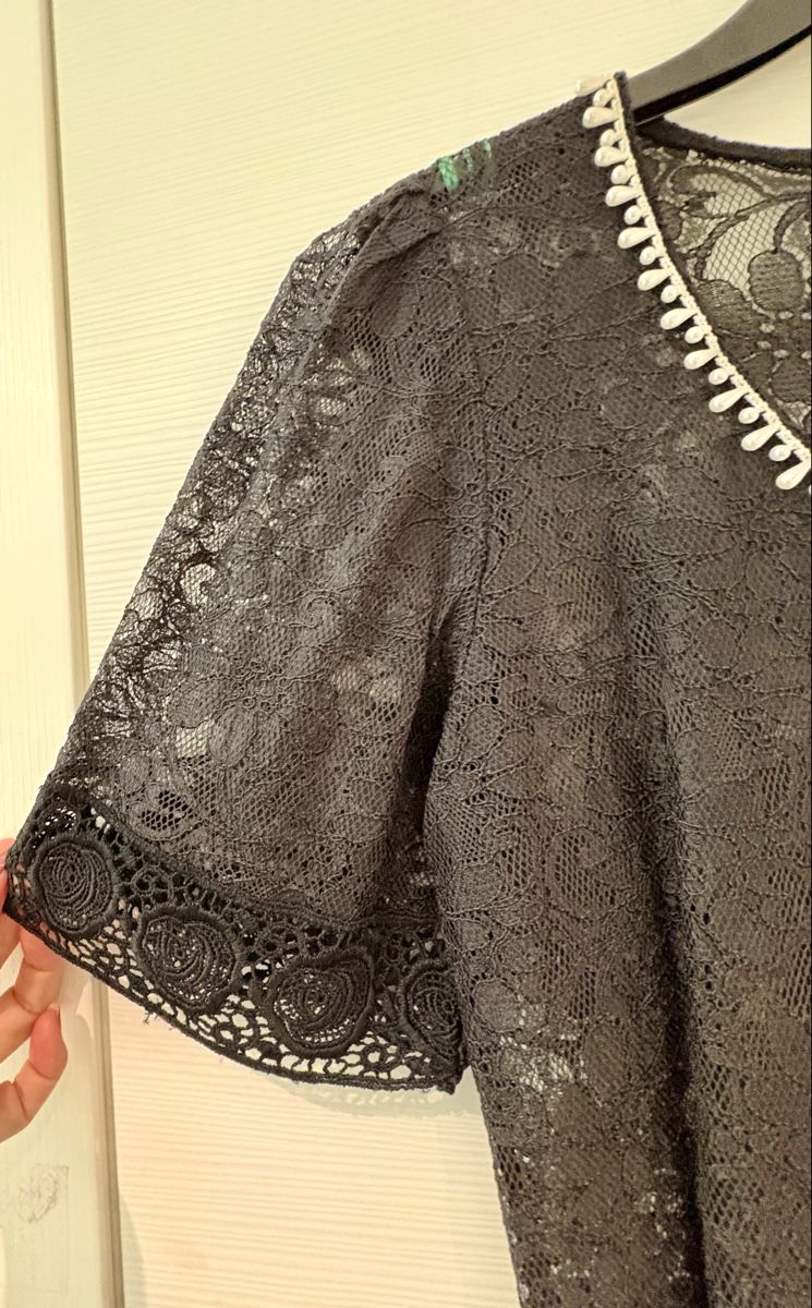 Camicette: Bluse, Schwarze Spitzenbluse, Gr. 40/42, elegant & festlich – Usato da Bellinzona venduto da ModaLugano 3