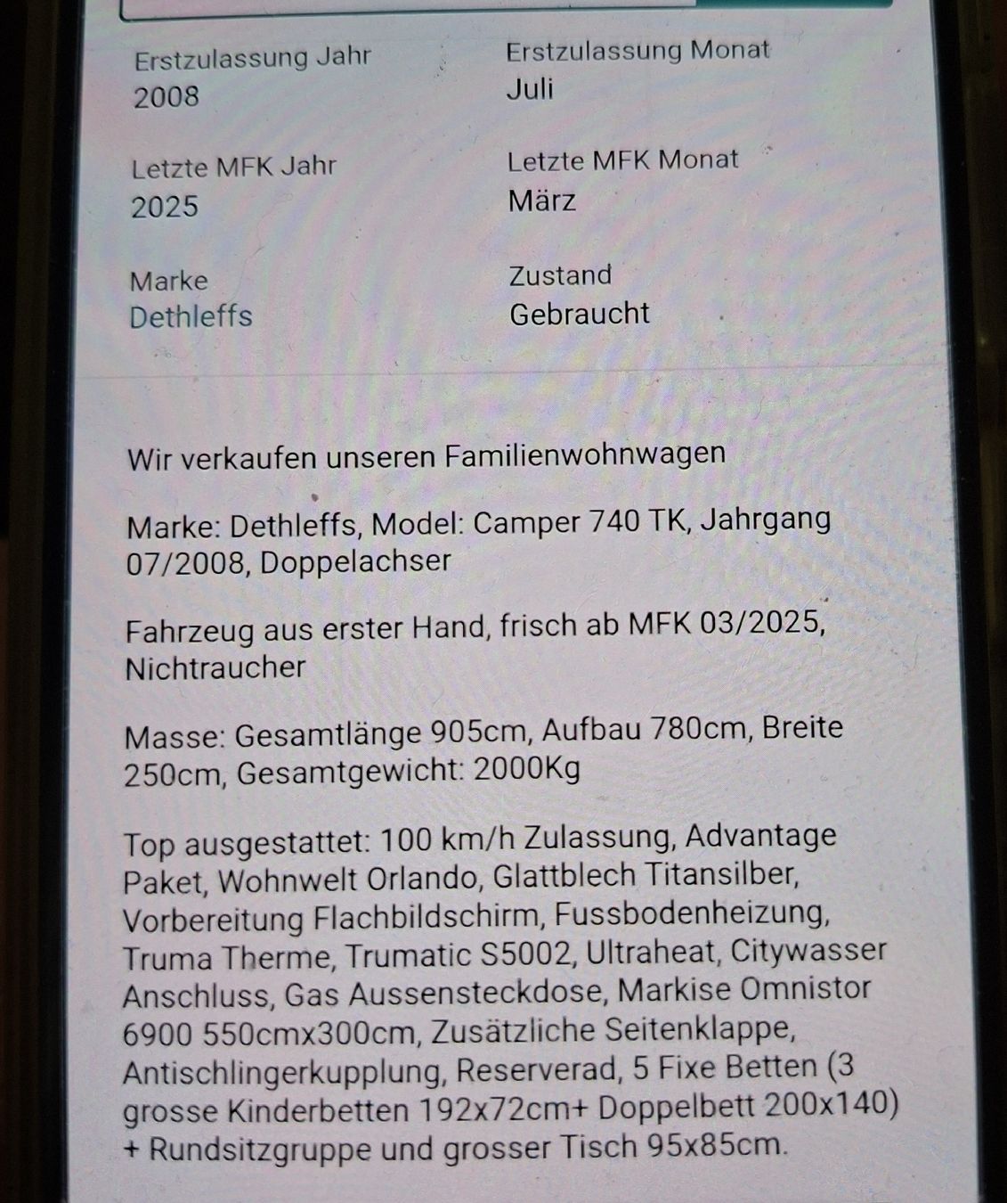 Dethleffs Veicoli da campeggio: Wohnwagen Dethleff Camper 740 TK 5-7 Bett – Usato da Stetten AG venduto da 2936 9