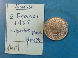 SUISSE : 2 FRANCS 1955 - SUPERBE