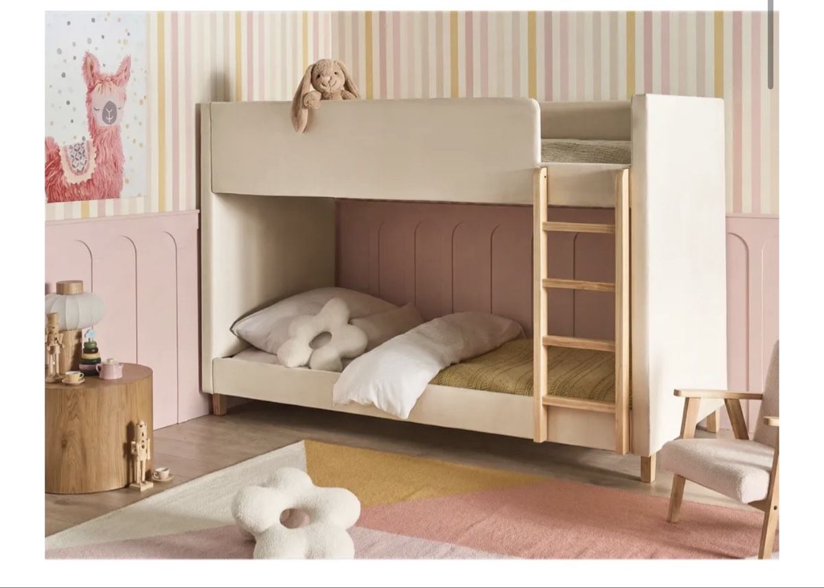 Beliani Letti: Hochbett Samtstoff CHOCQUES 90 x 200 cm Hellbeige /Beliani – Nuovo (secondo la descrizione) da Zürich venduto da sportstar3000 2