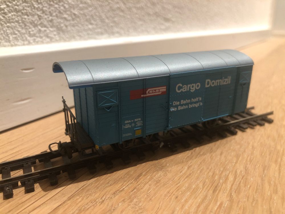 Wagon Couvert Modèle Réduit HOm 'Cargo Domicil' - Marque Bemo, échelle Gbk-v, Bon état