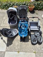 Lot :poussette, siège auto bébé avec station