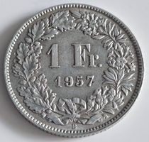 1 Fr. 1957 Helvetia Münze guter Zustand