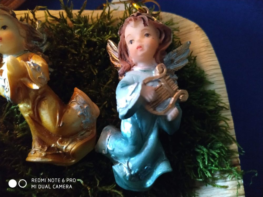 6x Engel-Anhänger Aus Stoff - Weihnachtsbaum-Deko In Verschiedenen Farben, 15cm Groß