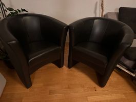 Zwei Clubsessel Kunstleder schwarz in gutem Zustand