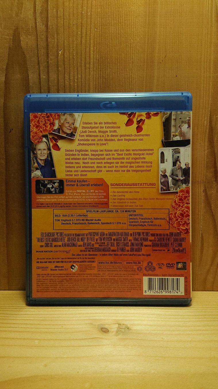 Tutti i DVDs: BEST EXOTIC MARIGOLD HOTEL Blu-Ray – Usato da Wilderswil venduto da Exebub 1