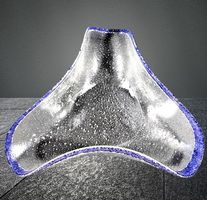 💙 Deko Glasschale Dreieck Blau 35cm attraktiv lässig 🔵💫
