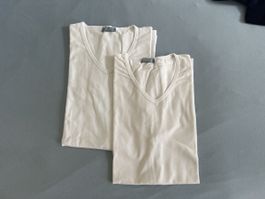 Enrico Coveri T-Shirts weiss V-Ausschnitt 2er Set