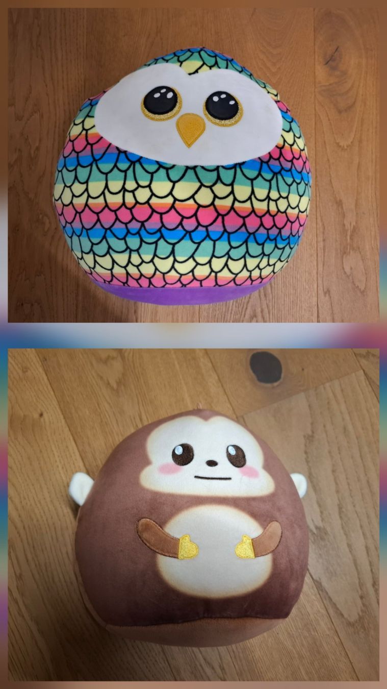 Jouets: 2x Plüschtier von Ty Eule 30cm und Affe 20cm – D'occasion à Mels par Aloha86