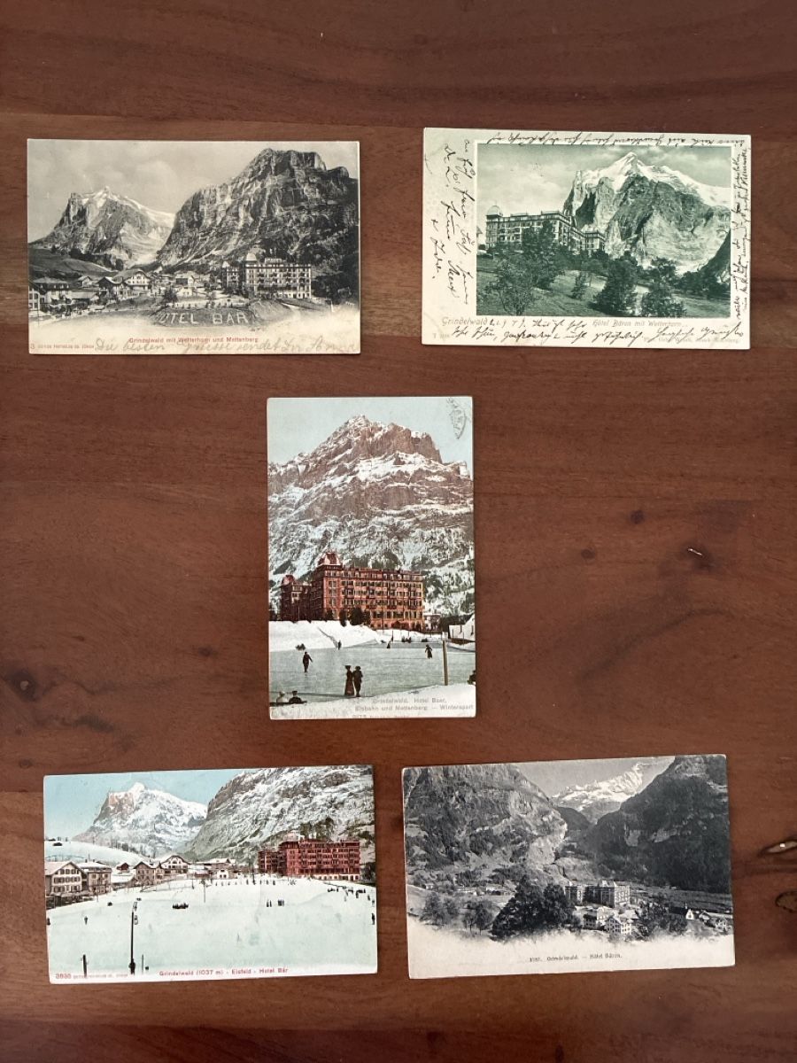 Ansichtskarten: 5 Ansichtskarten Schweiz von Grindelwald BE Hotel Baer – Gebraucht aus Oftringen von Cla.vD.74