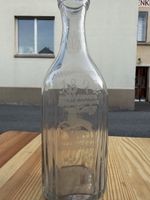 Antike Schweizer Glasflasche mit Hirschgravur, 1872 