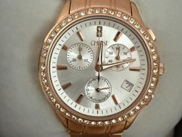Armbanduhr Christ roségoldfarben mit Steinen
