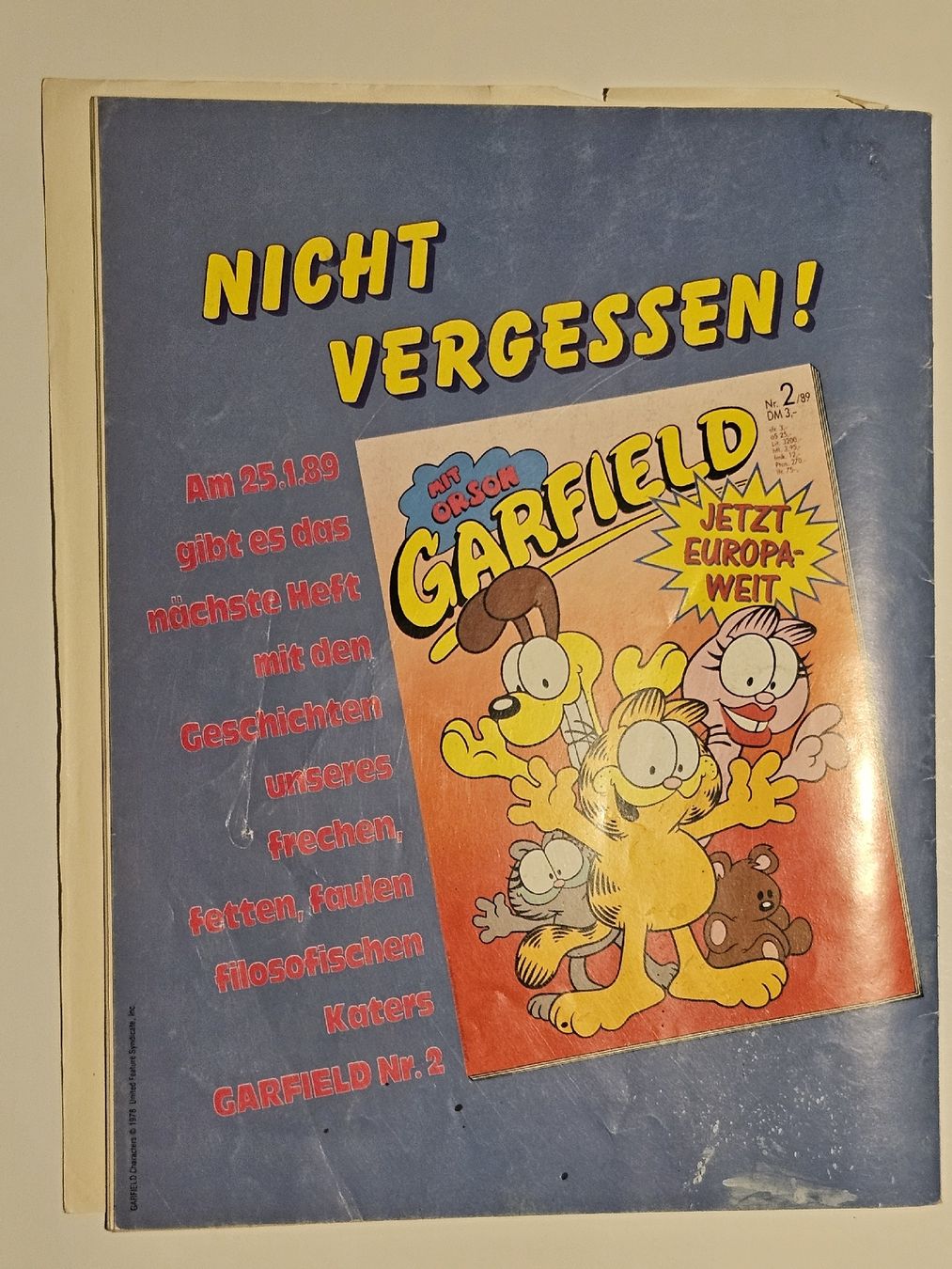 Fumetti: Garfield Comic-Hefte, Nr. 1 & 2, 1988, #WT18 – Usato da Oberdorf BL venduto da BaldenEagle 3