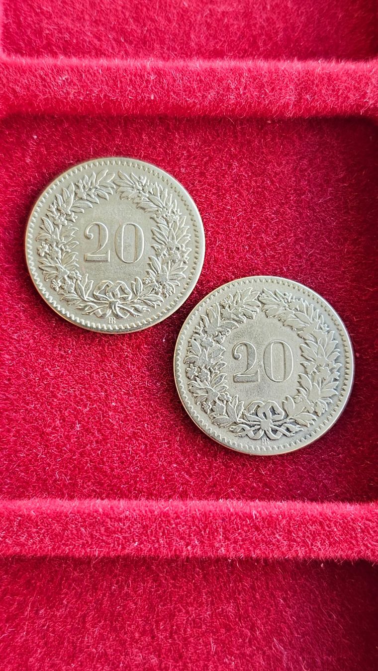 Alle Münzen: 20 Rappen  1850 +1851 – Gebraucht aus Unterterzen von Speedy076 1