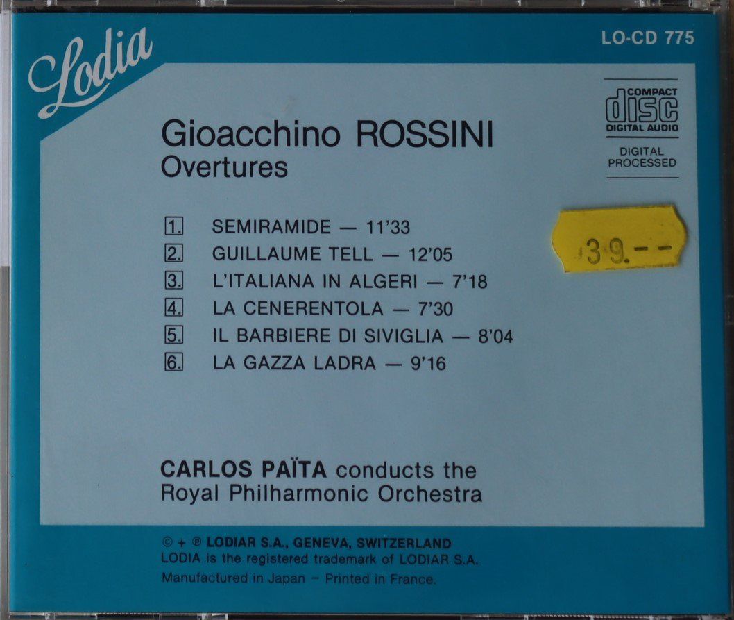 CD: Carlos Païta The Philharmonic Orchestra - Rossini – Usato da Luzern venduto da CONTENTI 2