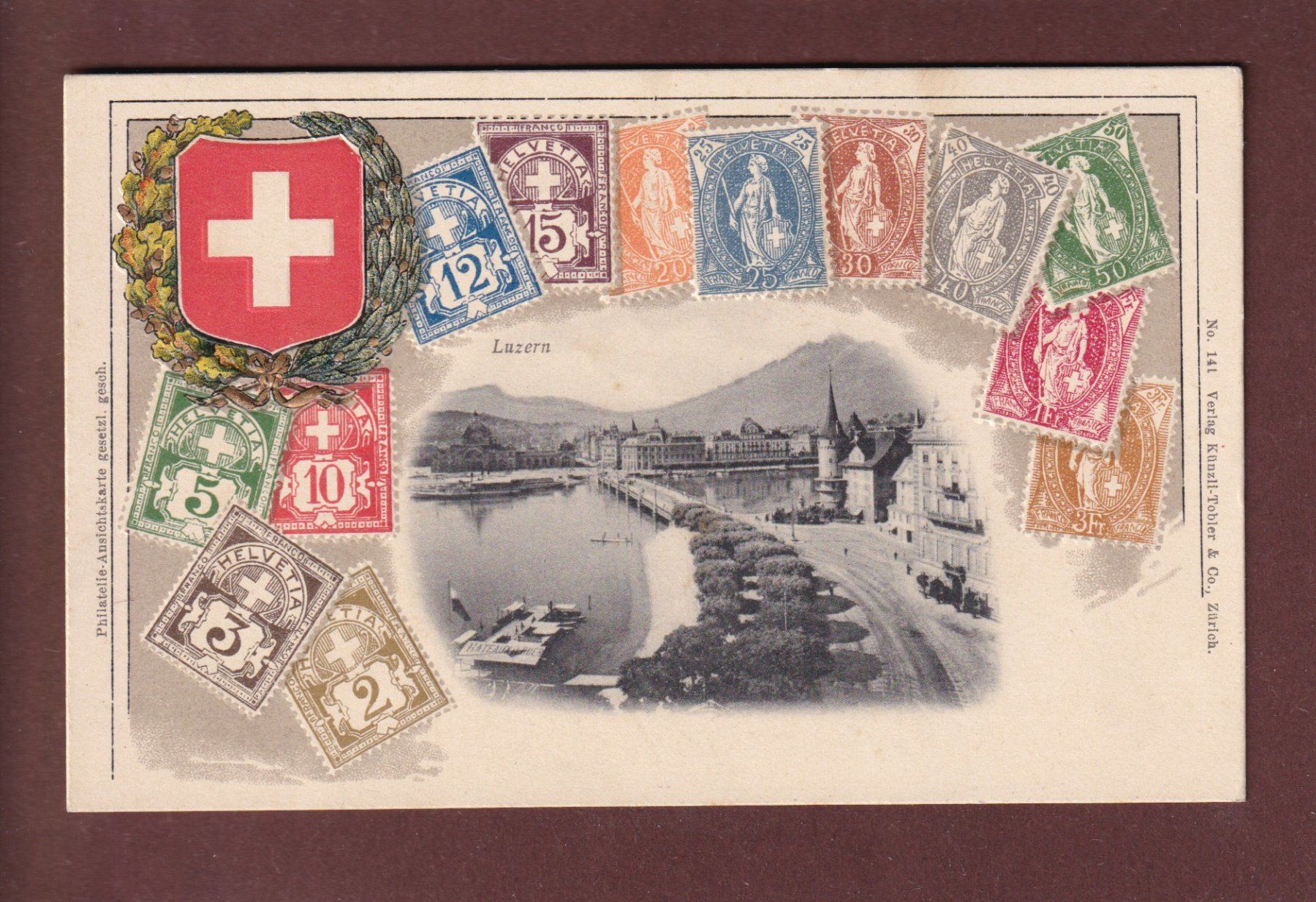 Cartoline postali: LUZERN - Briefmarken Präge – Usato da Pully venduto da nicecards