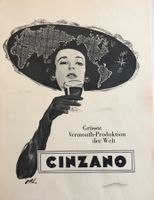 Grosse Vintage Reklame, Cinzano, Apéritif, 1952