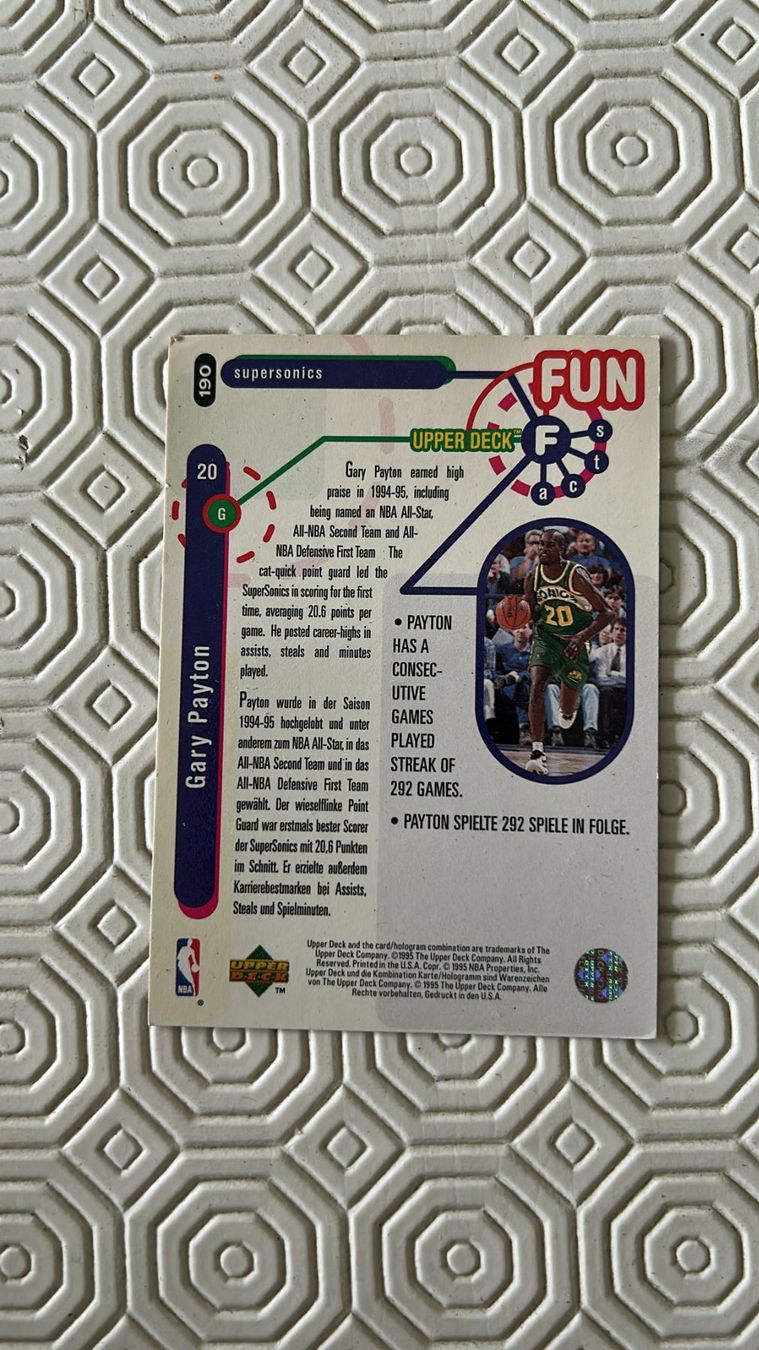 Nba Carte collezionabili: Carta da collezione NBA Gary Payton – Usato da Melano venduto da H-Sara 1