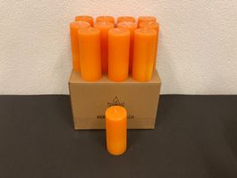 12 Kerzen je 18 x 7,5 x 7,5 cm, je 700g, orange durchgefärbt