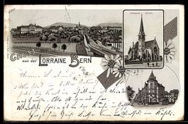 Lithographie Bern, Lorraine, Johannes Kirche, Totalansicht m