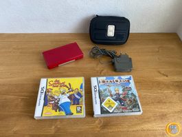 Nintendo DS Lite Rot + 2 Spiele + Tasche & Ladegerät