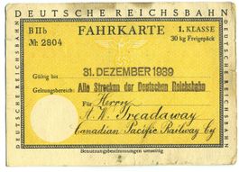 Deutsche Reichsbahn Fahrkarte/Abo. 1939. 1.Klasse RAR !