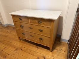 Vintage Kommode mit echter Marmorplatte – 107x79x54.5 cm