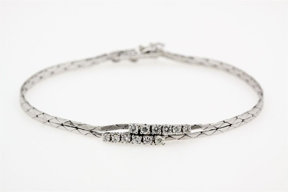 3mm Cubic-Armband Mit Rollo Aus 585 Weißgold Stretch