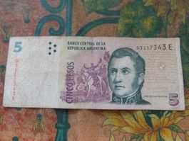 ARGENTINE  5  Pesos  Billet