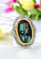 Sale! Antik Email-Ring signiert “Thoumieux Limoges” 18k Gold