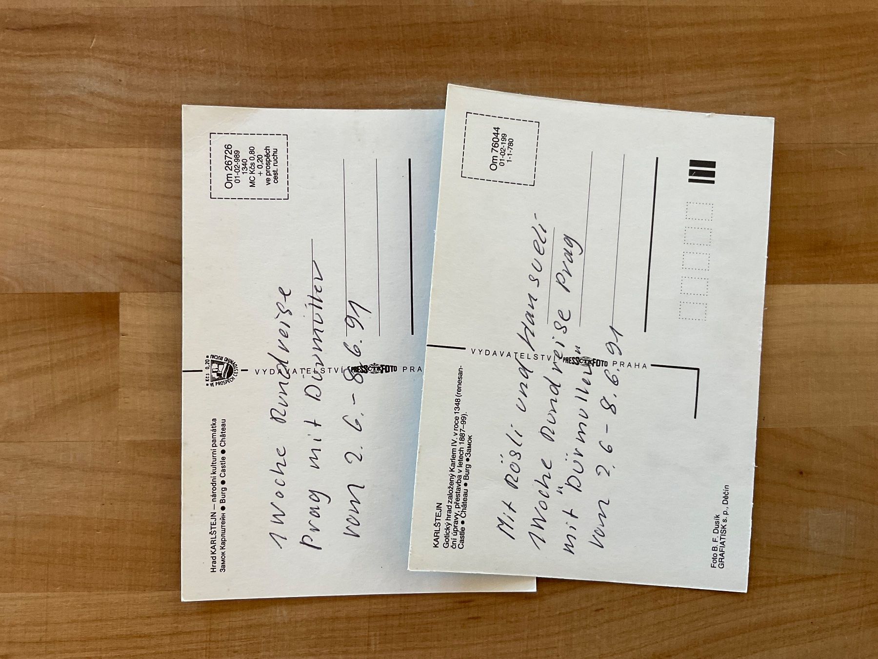 Cartoline postali: 2 AK von Burg Harlem in Prag – Usato da Rümlang venduto da Kartenpost1 1