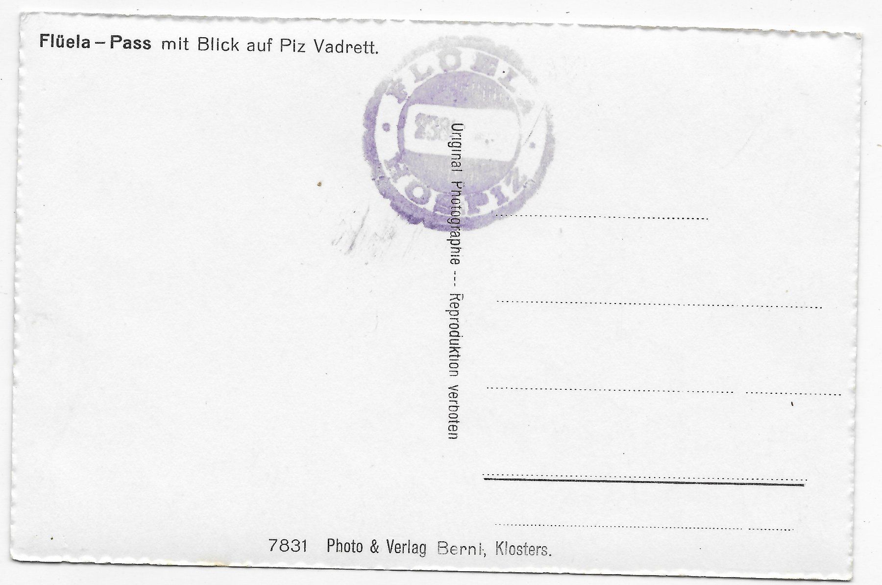 Cartoline postali: Flüela-Pass mit Blick auf Piz Vadrett – Usato da Hefenhofen venduto da Richsalz 1