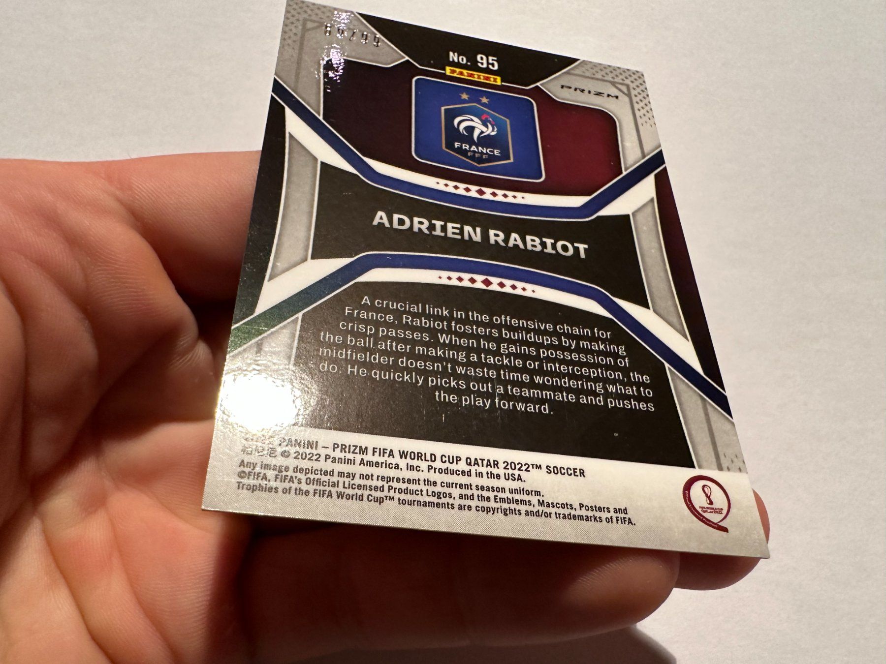 Panini Sammelbilder & Trading cards: 2022 Panini Prizm World Cup Adrien Rabiot /99 – Gebraucht aus Hagendorn von Pokecollectorch 4