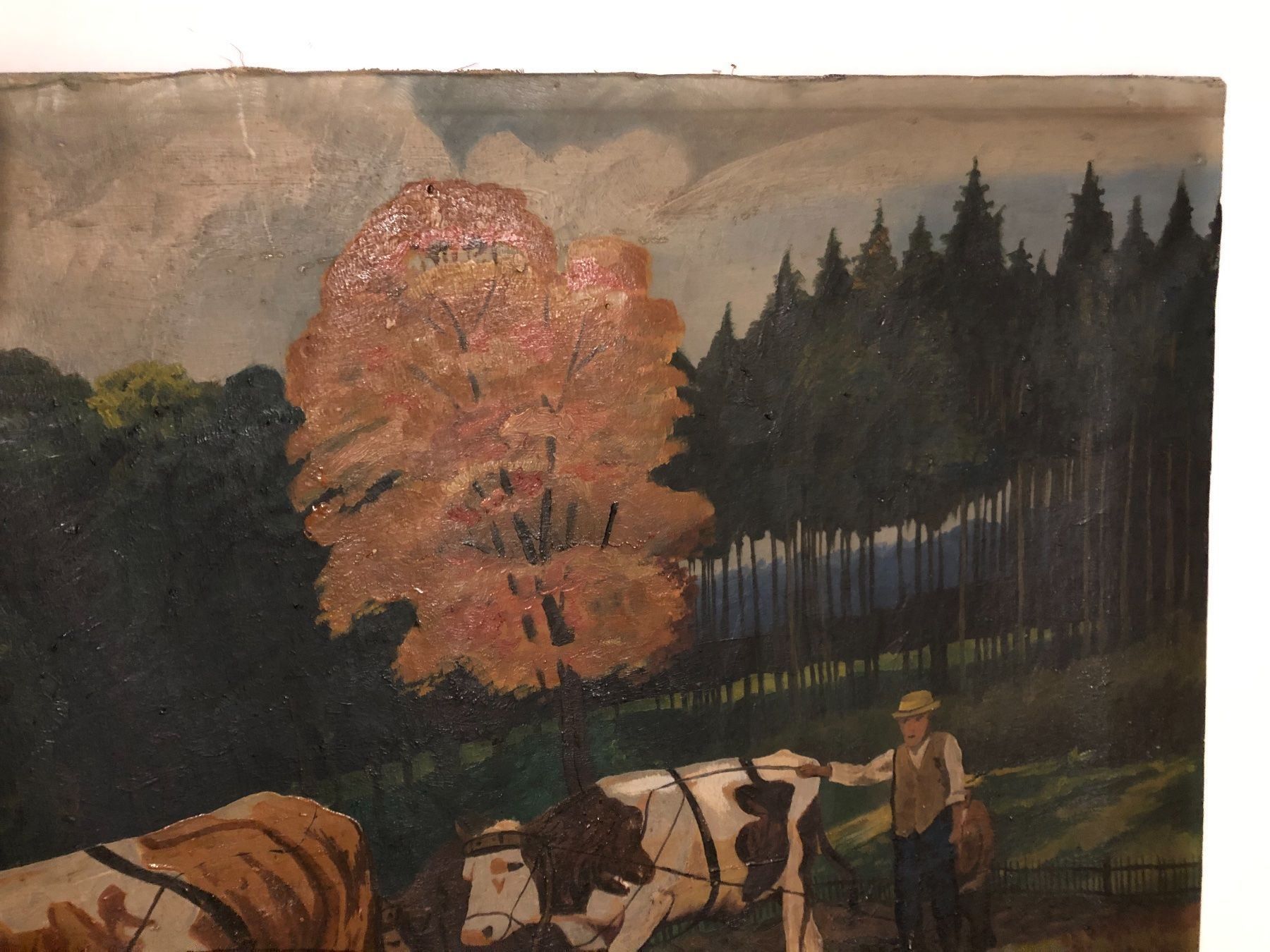 Dipinti: Eventuell E. Scheibe 1923 Ochsengespann beim Pflügen, Bauer – Usato da Hirzel venduto da pjn_d7xp 4