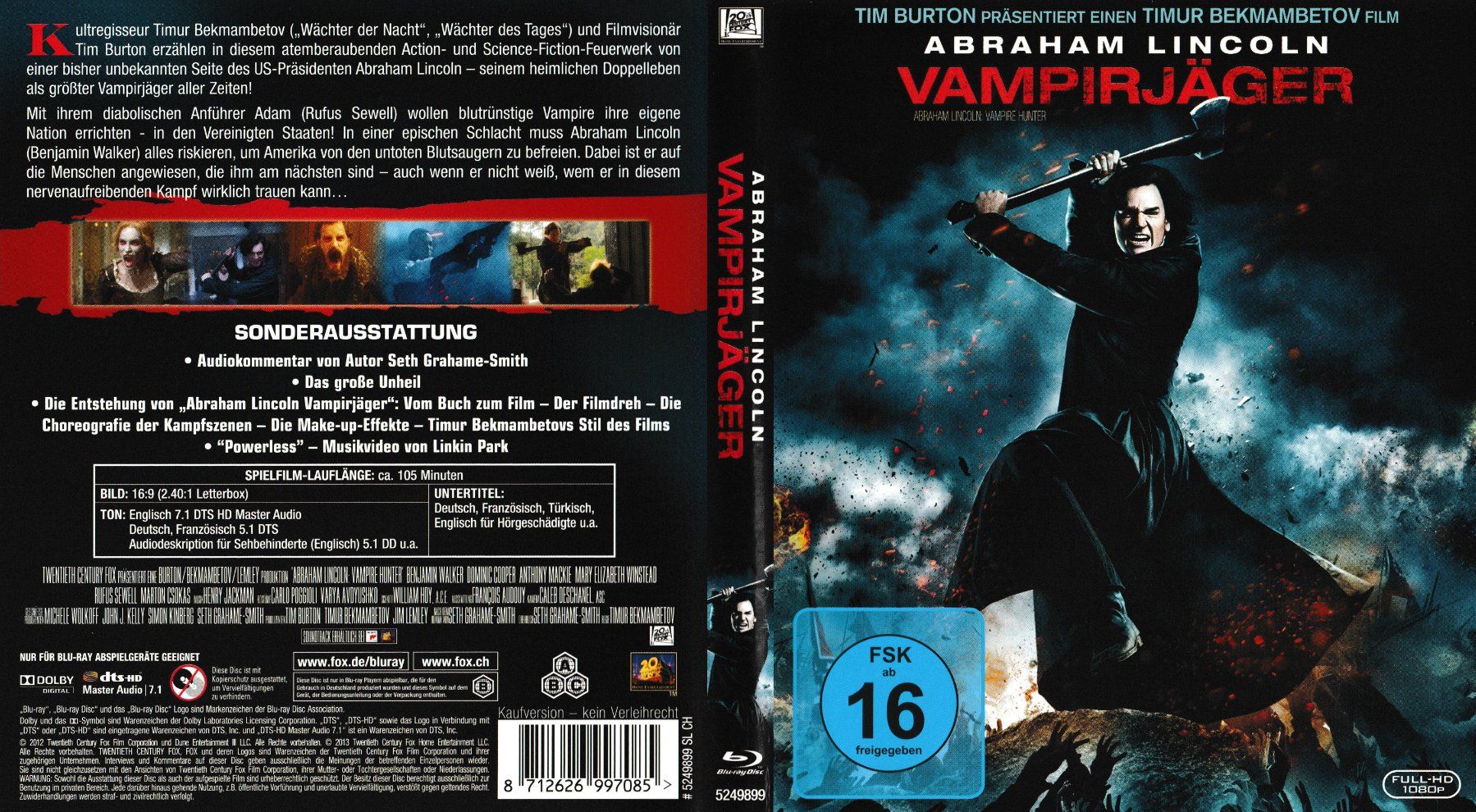 Tutti i DVDs: Blu-Ray - Abraham Lincoln Vampirjäger – Usato da Langnau am Albis venduto da MediaRescuerKeLoX