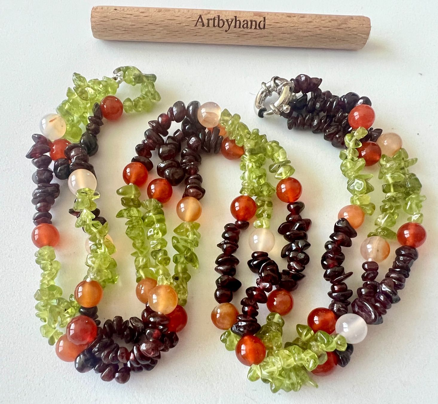 Colliers: Statement-Collier Peridot, Granat & Karneol - Silber Unikat – D'occasion à Ruswil par artbyhand 5