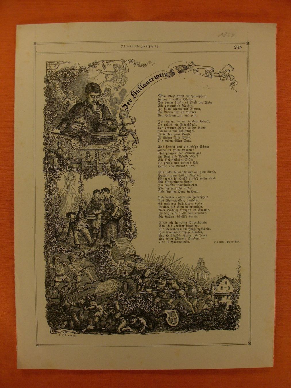 Incisioni: HALLAUERWEIN SCHAFFHAUSEN HOLZSTICH 1868 – Antico da Grüningen venduto da Kartensammler