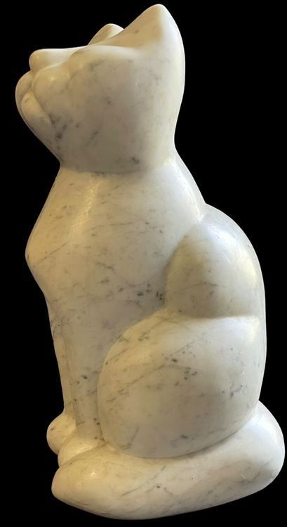 Skulpturen & Statuen: Grosse Katze aus Carrara Marmor - schwer - 36cm – Gebraucht aus Hinwil von Chnap 2